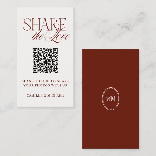 Share the Love QR Code Monogram Wedding Enclosure Card
