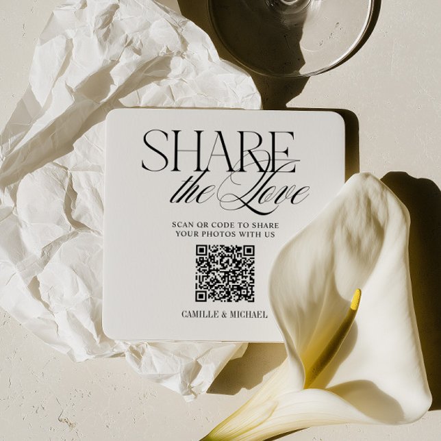 Share the Love QR Code Wedding Coaster (Share the Love QR Code Wedding Coaster)