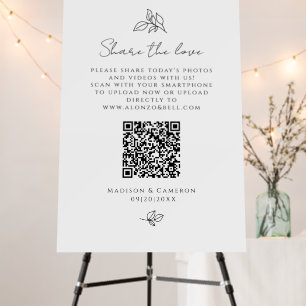 Share The Love QR Code Wedding Party Photos Black Foam Board