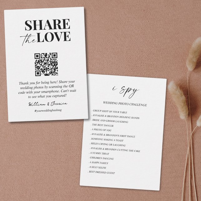 Share the love QR code wedding photo sharing Enclosure Card (Creator Uploaded)