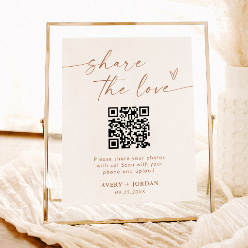 Share The Love Qr Code Wedding Photo Sign Zazzle