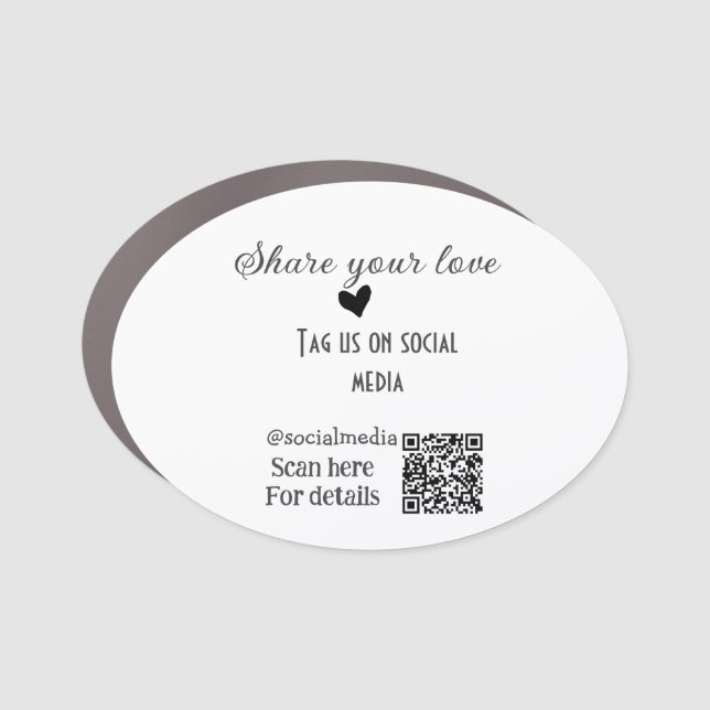 Share the love scan QR code add social details Car Magnet (Front)
