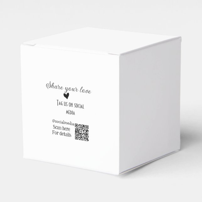 Share the love scan QR code add social details Favor Boxes (Front Side)