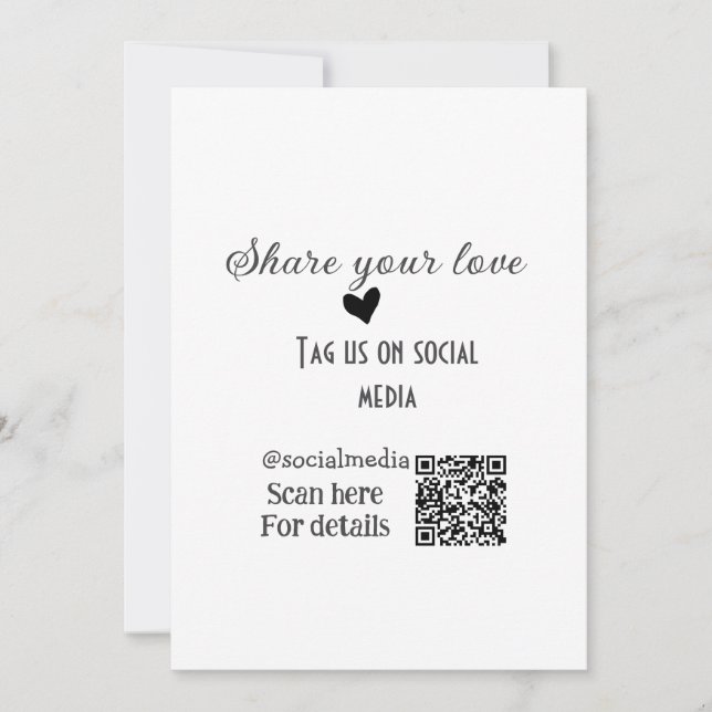 Share the love scan QR code add social details Invitation (Front)