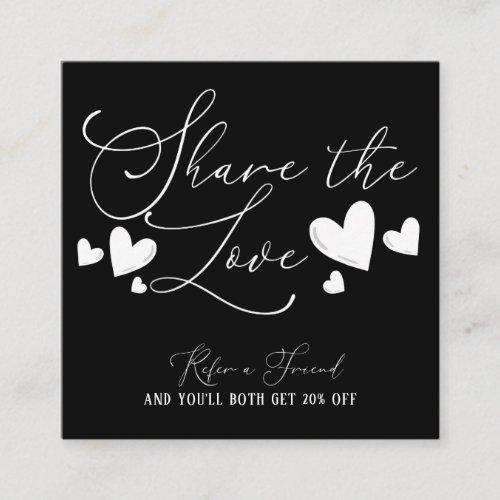Share the Love Simple Minimal Hearts Script Referr Referral Card