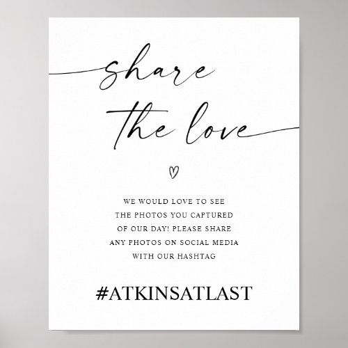 Share the Love Social Media Wedding Hastag Poster