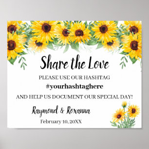 Share the Love Social Media Wedding Sunflower Sign