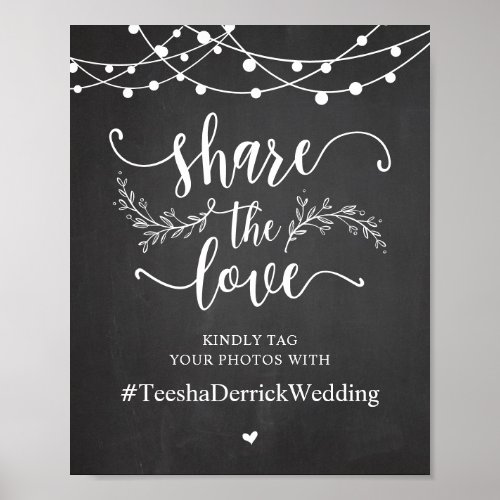 Share The Love Wedding Hashtag Chalkboard Poster