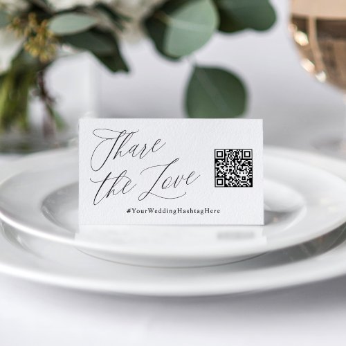 Share the Love Wedding Hashtag QR Code Tent Card