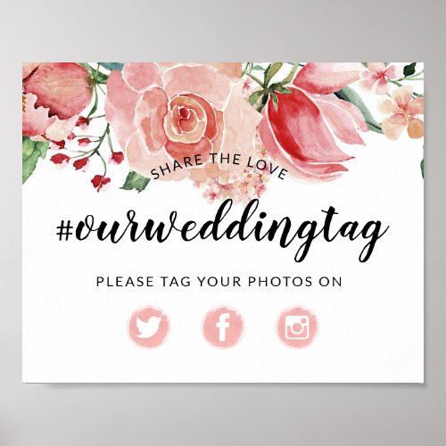 Share the Love Wedding Hashtag Social Media Sign