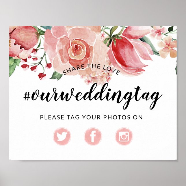 Share the Love Wedding Hashtag Social Media Sign (Front)