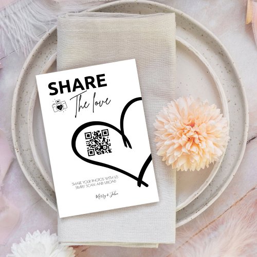 Share the love Wedding Photo Share QR code  Pedestal Sign
