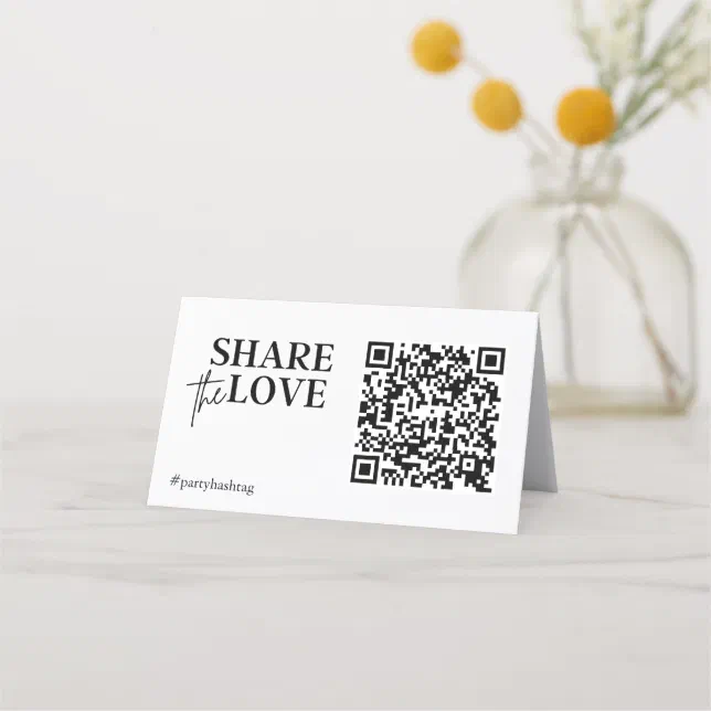 Share the Love Wedding Photos QR Code Loyalty Card Zazzle
