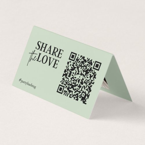 Share the Love Wedding Photos QR Code Sage Green Business Card