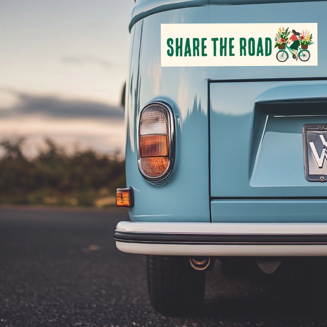 SHARE THE ROAD Bicycle Girl w Flowers Cyclist  Bumper Sticker (SHARE THE ROAD Bicycle Girl w Flowers Cyclist Bumper Sticker
)