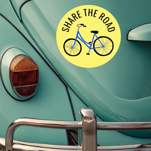 SHARE THE ROAD Blue Bicycle Cyclist Round Car Magnet (SHARE THE ROAD Blue Bicycle Cyclist Round Car Magnet
)