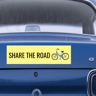 SHARE THE ROAD Cute Blue Bicycle Cyclist  Car Magnet