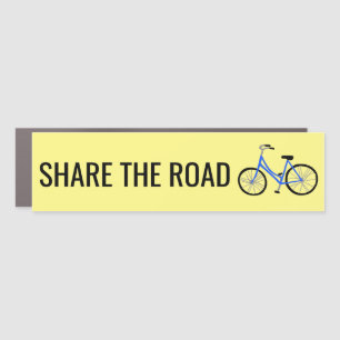 SHARE THE ROAD Cute Blue Bicycle Cyclist  Car Magnet