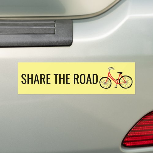 SHARE THE ROAD Cute RED Bicycle Cyclist  Bumper Sticker