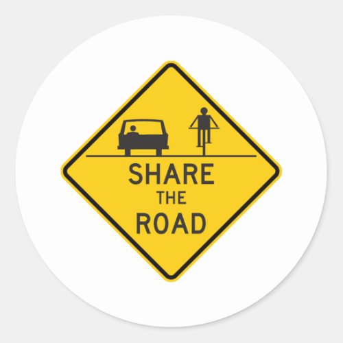 Share the Road Highway Sign Classic Round Sticker