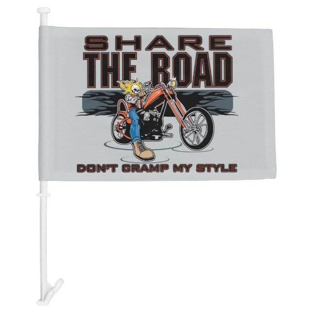 Share the Road Motorcycle Custom Car Flag (Front)