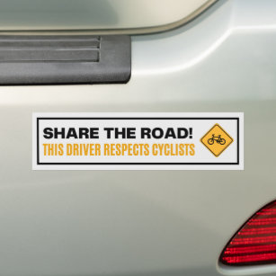Share The Road This Driver Respect Cyclists Text Bumper Sticker
