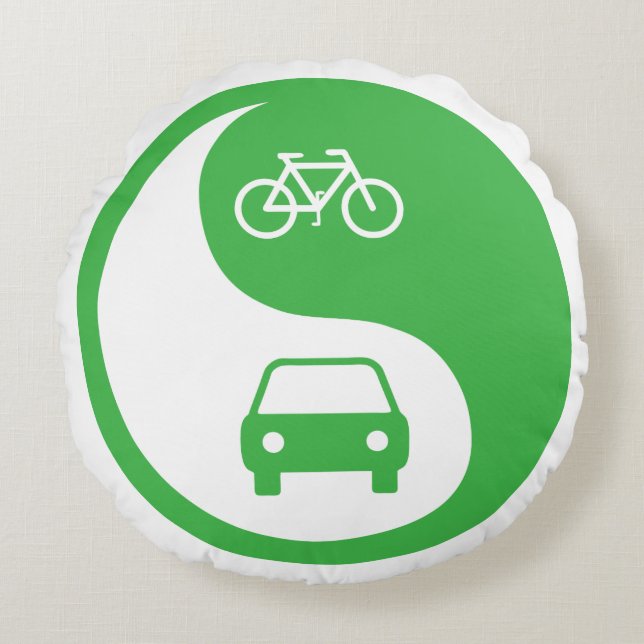 Share the Road Yin Yang Round Pillow (Front)