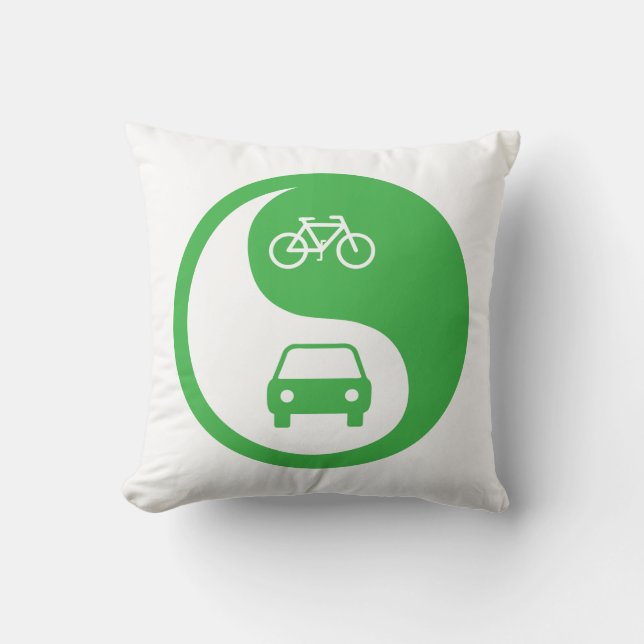 Share the Road Yin Yang Throw Pillow (Front)