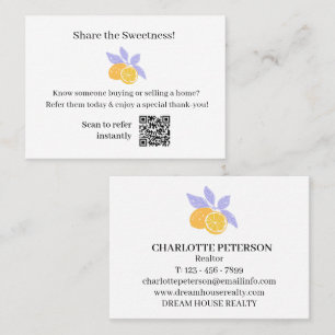 Share the Sweetness Lemon Summer Real Estate Referral Card