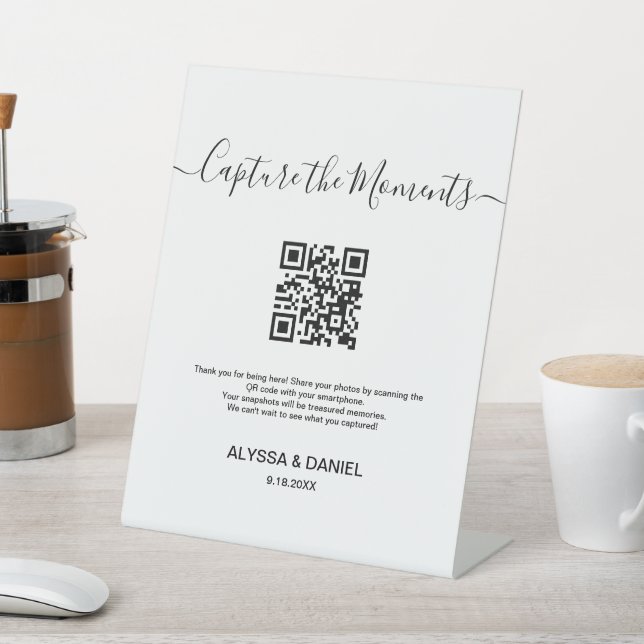 Share Wedding Photo Moments QR code Customizable Pedestal Sign (In SItu)