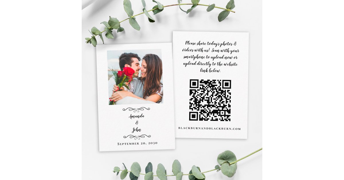 Share Wedding Photos Scan QR Code Template Black | Zazzle