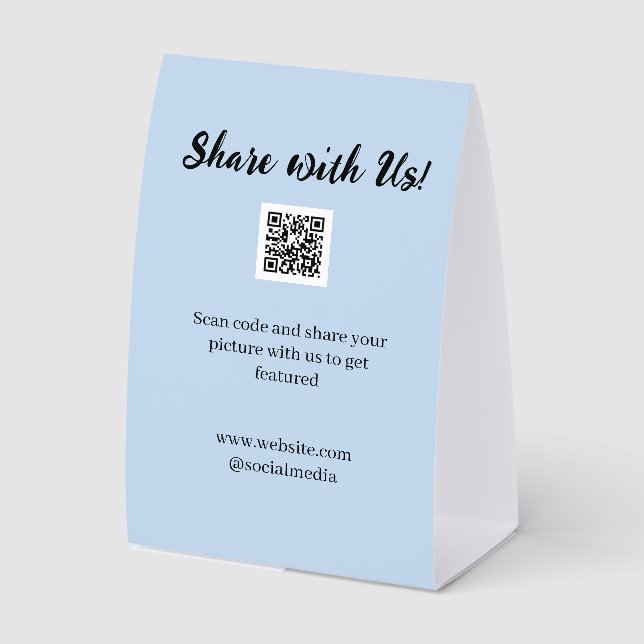Share your picture scan QR code add website email  Paper Table Tent (Front)