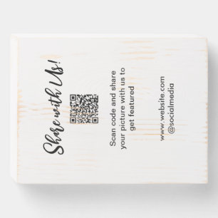 Share your picture scan QR code add website email Wooden Box Sign