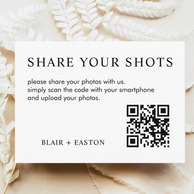 Share Your Shots QR Code Wedding Bridal Shower Enclosure Card (Creator Uploaded)