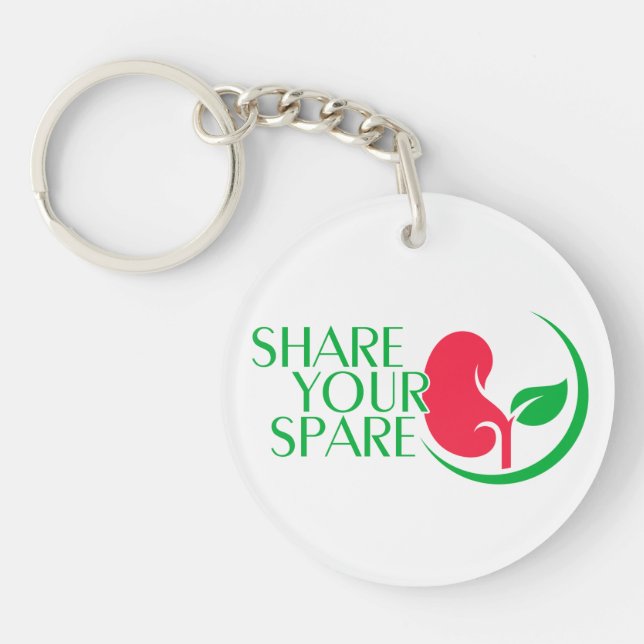 Share Your Spare a Living Kidney Donation Button K Keychain (Front)