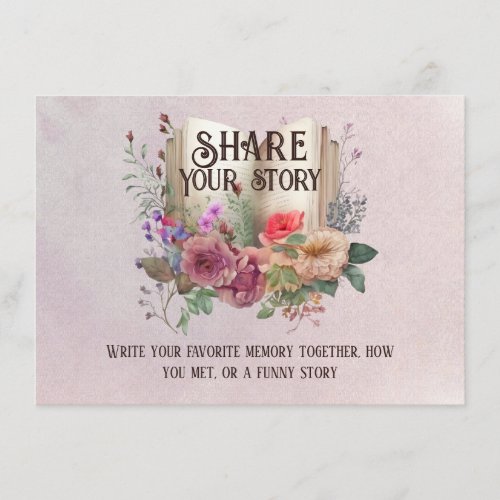 Share Your Story Birthday Party Activity Card