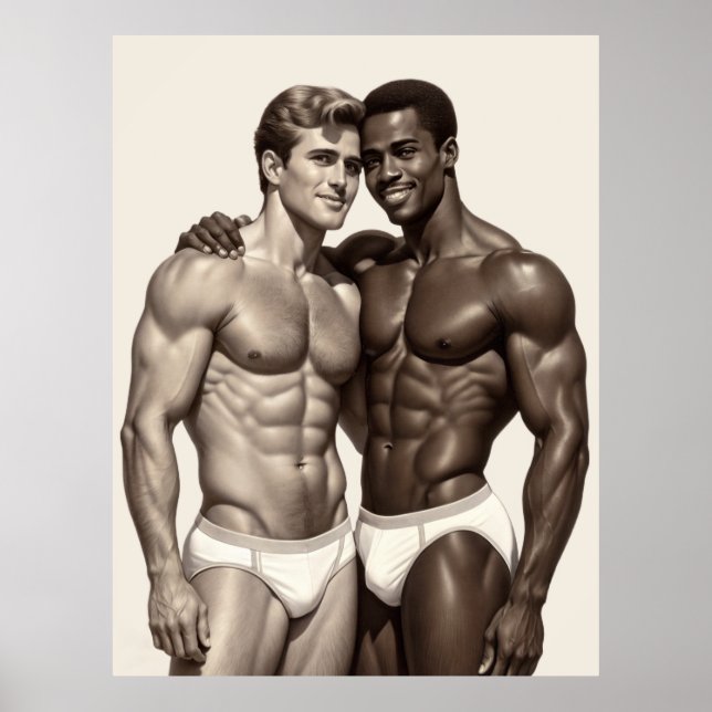 Shared Radiance: A Golden Age Duo Embracing Poster (Front)