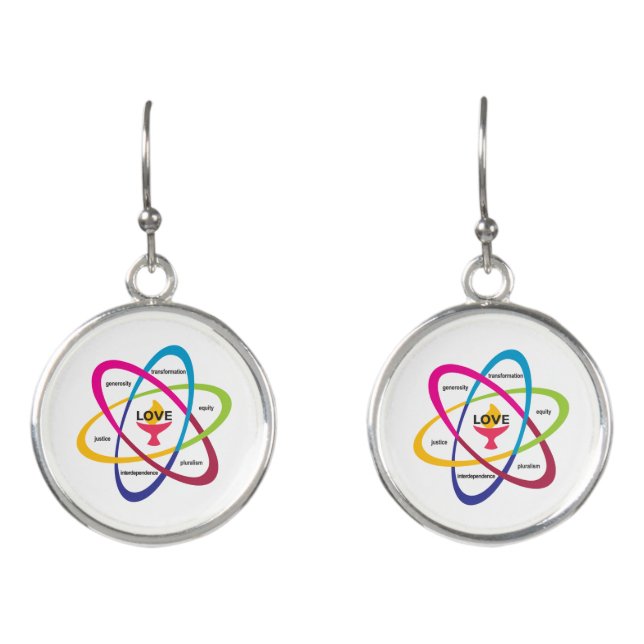 Shared Values Atom - Unitarian Universalist Associ Earrings (Front)