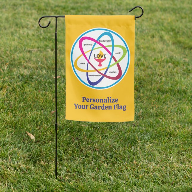 Shared Values Atom - Unitarian Universalist Associ Garden Flag (In SItu)