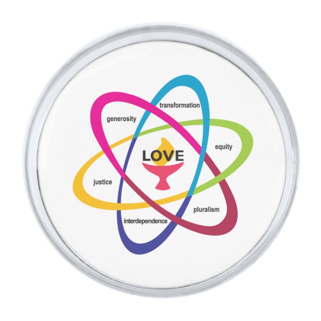 Shared Values Atom - Unitarian Universalist Associ Silver Finish Lapel Pin (Front)