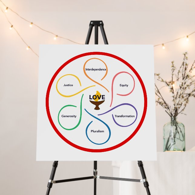 Shared Values Flower - Unitarian Universalist Flow Foam Board (In Situ (Stand))
