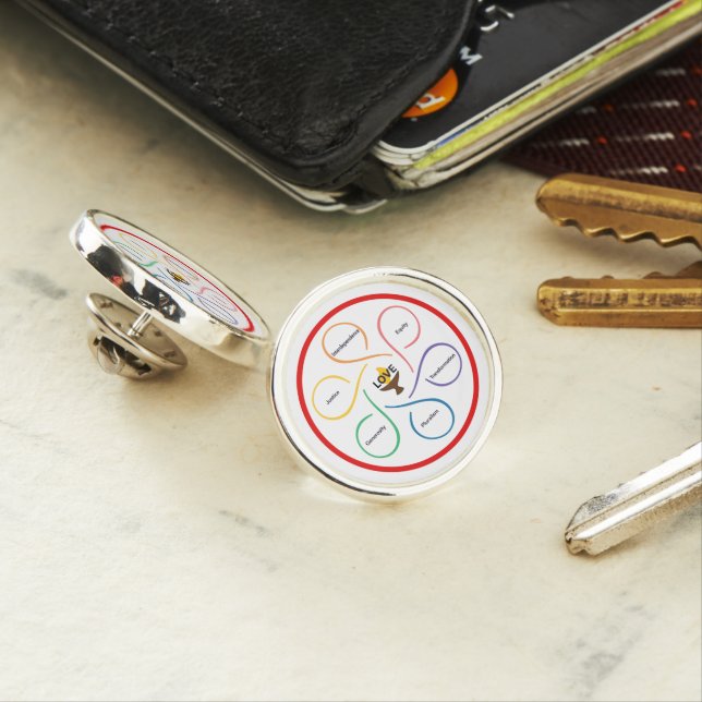 Shared Values Flower - Unitarian Universalist Flow Lapel Pin (In Situ)