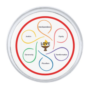 Shared Values Flower - Unitarian Universalist Flow Silver Finish Lapel Pin