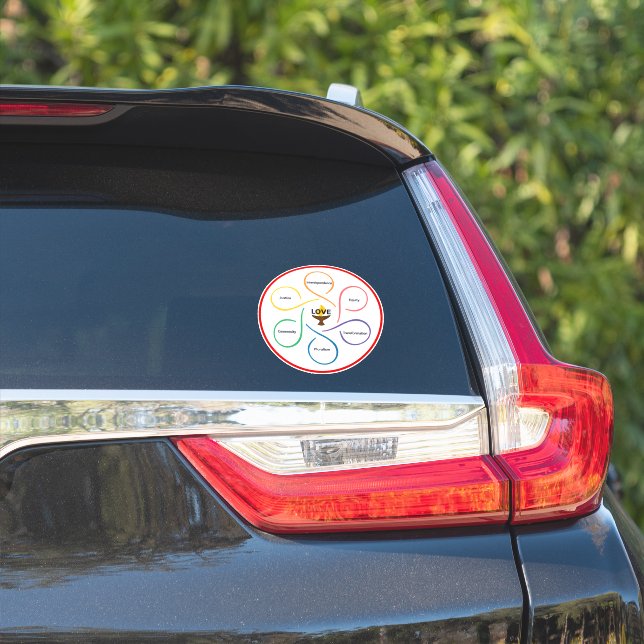 Shared Values Flower - Unitarian Universalist Flow Sticker (Car Side)