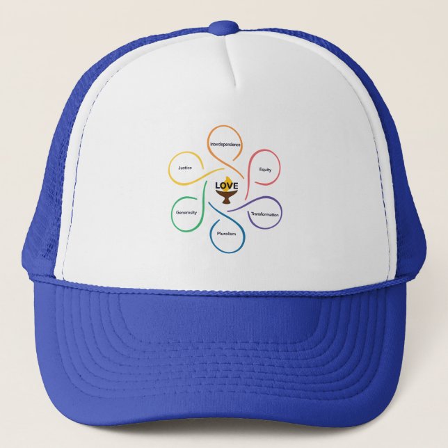 Shared Values Flower - Unitarian Universalist Flow Trucker Hat (Front)