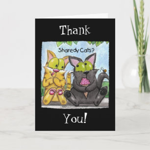 Sharedy Cats -Silly and Tig Letterpress Thank You Card