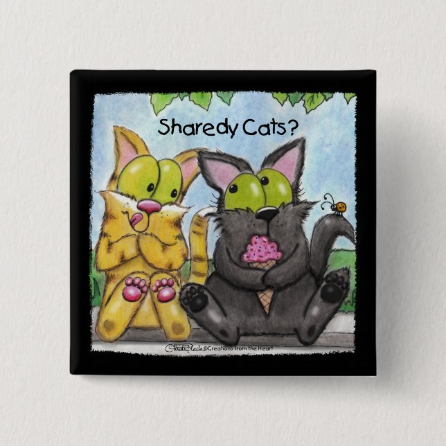 Sharedy Cats -Silly and Tig Pinback Button (Front)