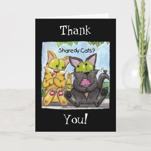 Sharedy Cats _Silly and Tig Thank You Card