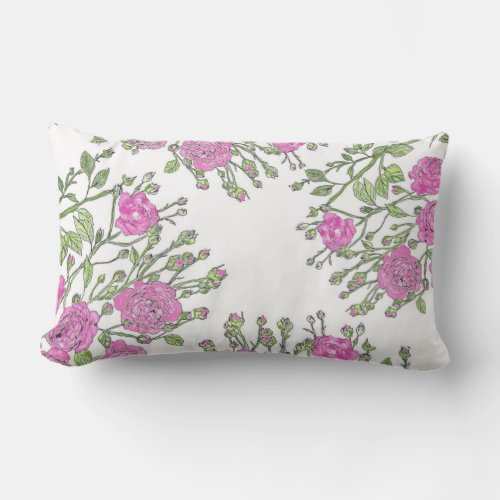 Sharifa asma rose Design on lumbar pillow