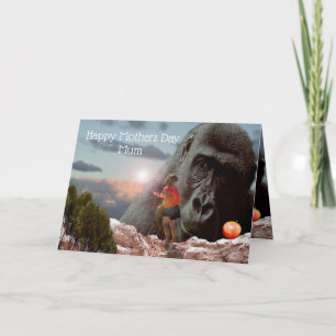 Sharing An Apple With A Gorilla, Mothers Day Card